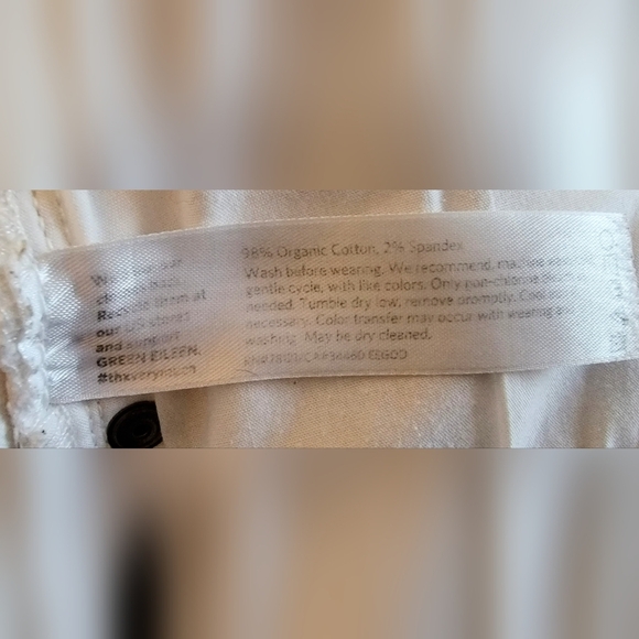 Eileen Fisher Organic Cotton Denim Slim Jean Jeans White Sz 10 USA Made Imported - Picture 7 of 8